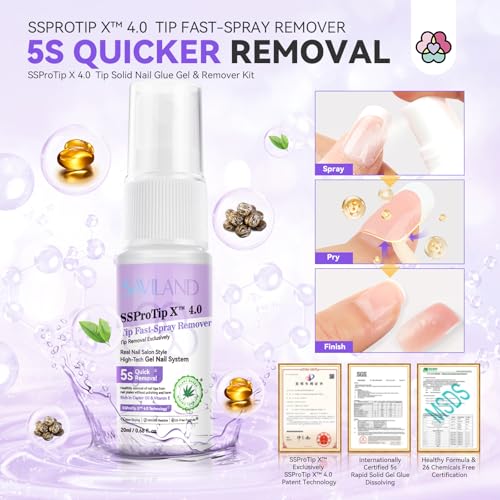 SAVILAND Solid Nail Glue Gel & Nail Glue Remover Kit: U V Light for Nails Complete Nails Tools for Press Ons Strong Nail Glue Gel Handheld Gel X Lamp for Gel Nails and Quick Press On Nail Remover