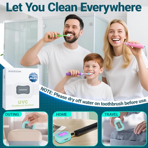 Toothbrush Sanitizer Case, Portable Toothbrush Covers Rechargeable, Rechargeable Toothbrush Cleaner Holder Case for Travel Home, Detachable Toothbrush Cover Cap for All Toothbrushes (Blue)