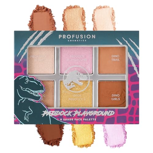 Profusion Cosmetics Jurassic Paddock Playground 6 Shade Face Palette, Achieve Stunning Look with Effortless Luminosity for Radiant and Glamorous Finish