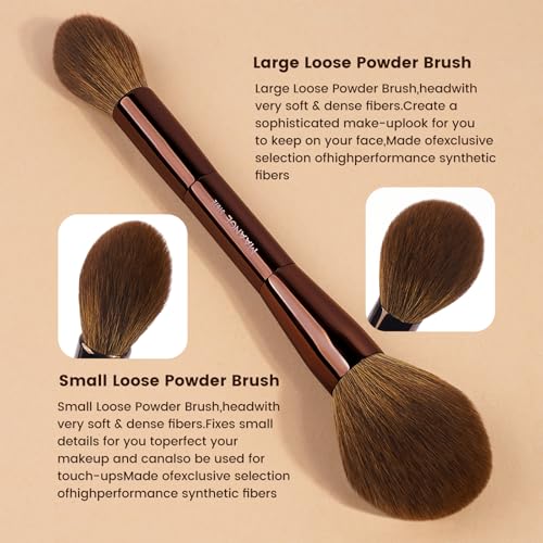 MAANGE 8 PCS Makeup Brush Set Double-end Makeup Brushes for Blending Liquid Powder Concealer Eyeshadow Blush Burshes Set (Brown)