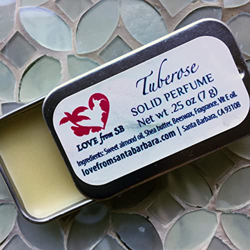 Compact Personal Tuberose Solid Perfume | Luxurious Artisan Spa Gift for Her | Convenient, fits in your purse or travel bag | Tuberose Perfume
