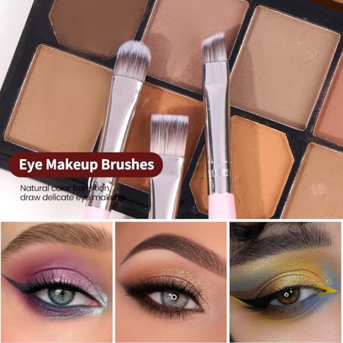 MAANGE Makeup Brush Set 17Pcs Makeup Brushes Foundation Contour Powder Blush Concealer Double-ended Eyeshadow Brush Set for Liquid, Cream, Powder (Pink)