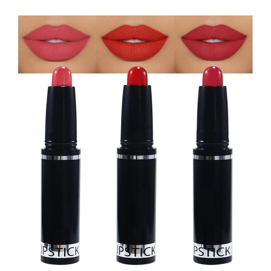 CAKAILA 3 Pcs Matte Lipstick Crayon Pencil Set,Pink Bright Red Light to Dark Velvet Lip Stick for Women's 24 Hour Long Lasting Waterproof Lip Liner,labiales mate 24 horas originales