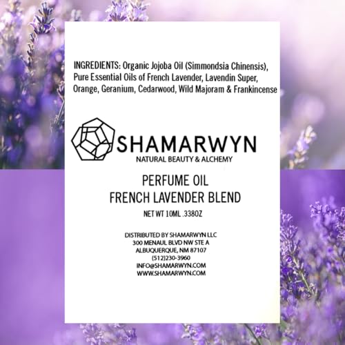 Shamarwyn French Lavender Zen Blend Perfume Oil, Organic Jojoba Base with Botanical Lavender, Orange, Wild Marjoram & Frankincense Pure Essential Oils 10ML