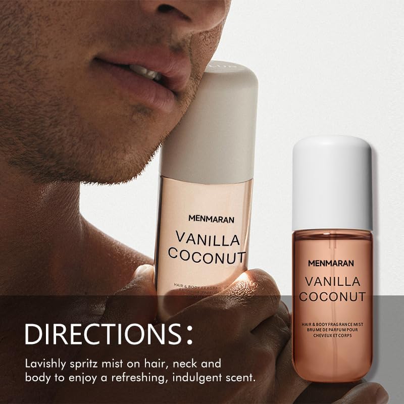Vanilla Hair & Body Mist Spray – Long-Lasting Fragrance Mist Body Heavy Cream Vanillas Hair Perfume Cream Duo Mist Body Spray for Women & Men, Mini Size 50ml / 1.69 Fl Oz (vanilla cocount)