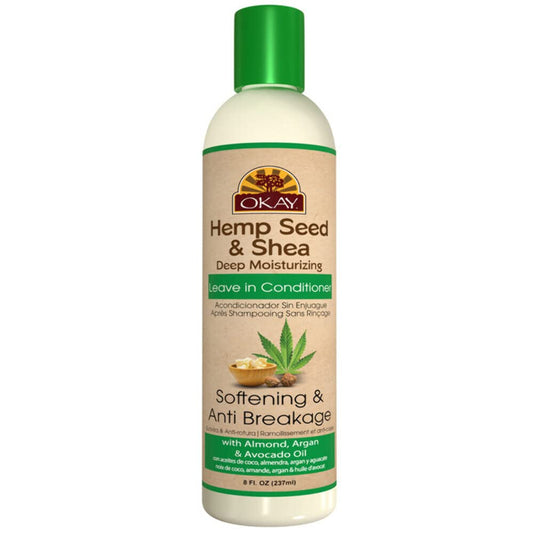 Okay Hemp Seed & Shea Softening & Anti Breakage Leave In Conditioner | Helps Stimulate Hair Growth & Prevents Breakage | Sulfate