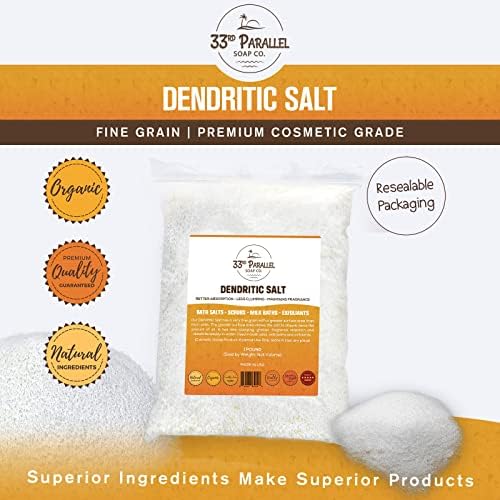 DENDRITIC Salt (2 lbs / 32 oz) Premium Fine Grain for Bath Salts, Scrubs, Exfoliants, Milk Baths & More | Sizes 1 to 5 LBS | (2 Pound)