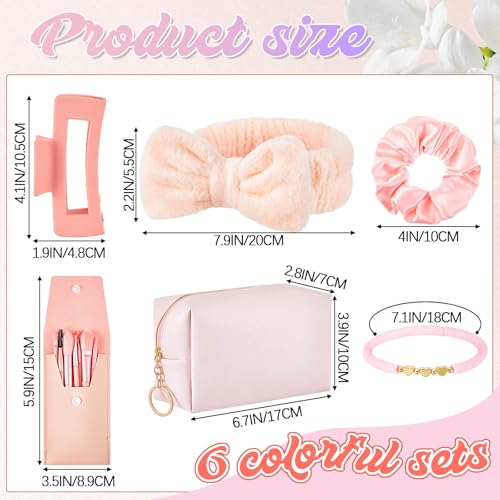 Zeyune 36 Pcs Gifts Sets Bulk for Teen Tween Women Preppy Party Favors Sets Preppy Makeup Bag Hair Pin Scrunchies Headbands Bracelets Trendy Stuff Gift for Women Friend Birthday(Vivid Colors)