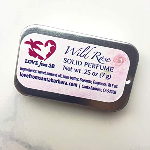 Compact Personal Wild Rose Solid Perfume | Luxurious Artisan Spa Gift for Her | Convenient, fits in your purse or travel bag | Rose Perfume