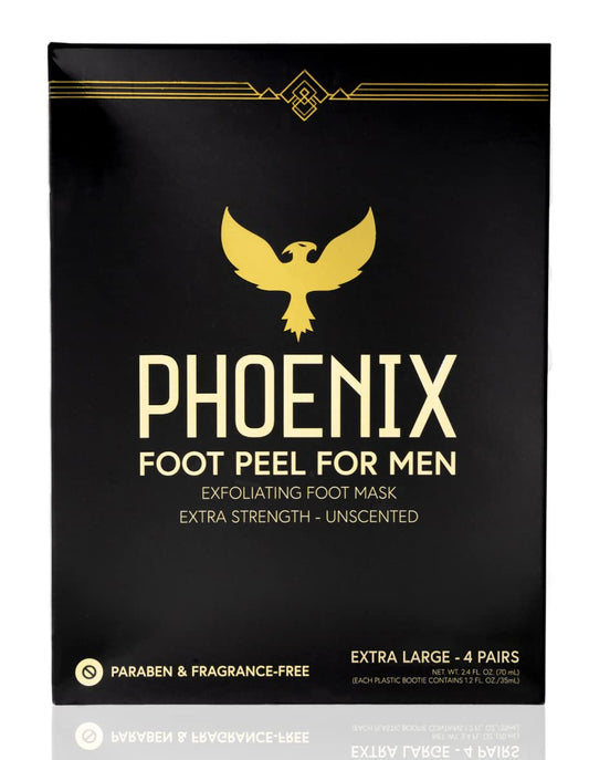 (Pack Of 4) Phoenix Foot Peel For Men - Extra Large - Extra Strength - Exfoliating Dry Feet Treatment - Callus Remover - Unscent