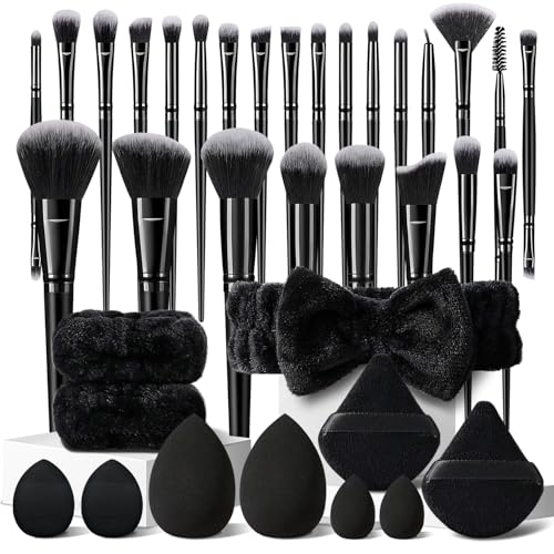 36Pcs Black Makeup Brushes Set Professional Makeup Kit Multi-functional Makeup Tool Set with Facial Makeup Accessories, Foundation Makeup Brush Kit Eye and Face Make up Brushes & Tools