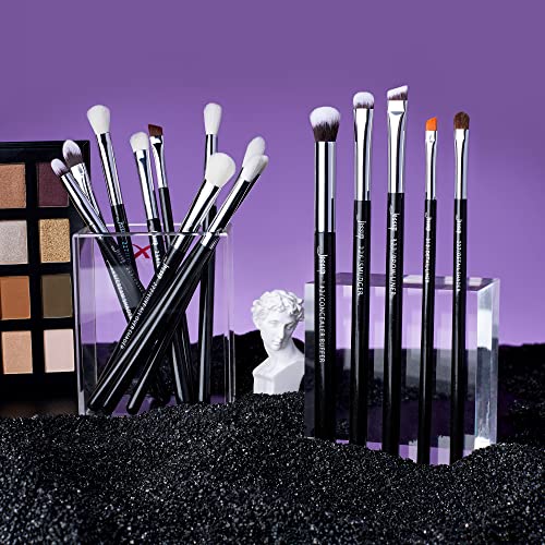 Jessup Eye Makeup Brushes Set Professional 15pcs with Eyeshadow Blending Concealer Eyebrow Eyliner Brush (Pearl Black/Silver)