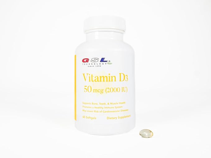 | Vitamin D3 | 50 mcg (2000 IU) Per Softgel | Dietary Supplement for Bone Health | Made in USA | 5 Pack of 60 Count (300 Softgels Total)