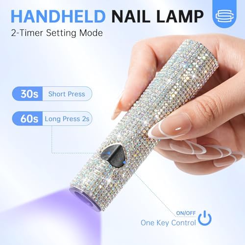 UV Light for Gel Nails, Handheld UV Nail Lamp, Portable LED Nail Lamp, Mini Nail Dryer, USB Nail Light for Fast Curing, White