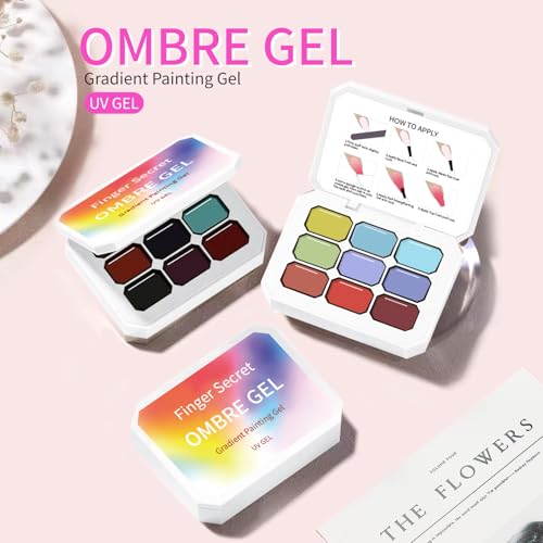 Ombre Gel Nail Polish Nail Sponges for Ombre 9 Series Colorful Blush Effect Gradient Painting Gel for Ombre Nails Multistyle French Manicure Nail Art DIY Home (A8, 1)
