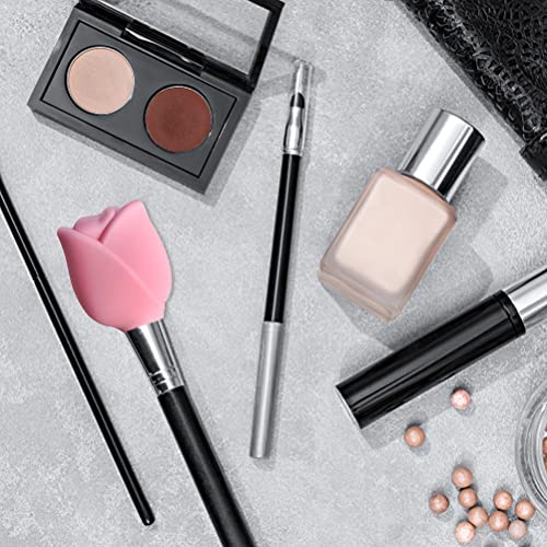 Zerone Makeup Brush Holder, 3pcs Rose Shape Silicone Travel Makeup Brush Organizer Storage Covers Protector Guards Reusable Dust Cover Brush Organizer Case for Travel and Home
