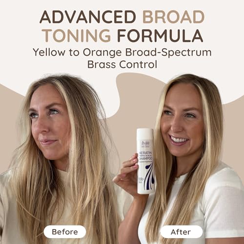 VITAMINS hair cosmetics Keratin Purple Toning Shampoo - Violet Blue Brassiness Toner for Bleached Icy Blonde Platinum Silver White Grey Ash Gray or Colored Dry Damaged Brassy Hair
