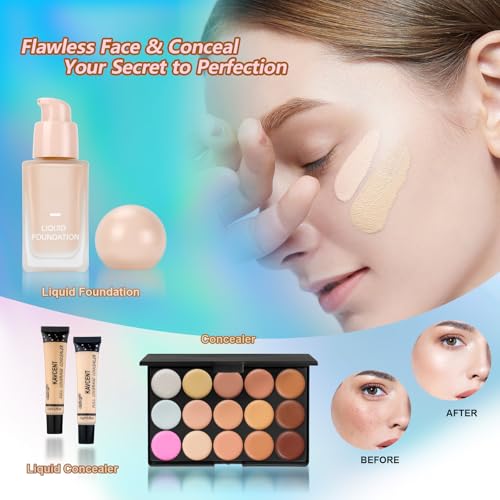 Makeup Kit for Women Full Kit Makeup Kits for Teens Teenager Makeup Gift Set for Teens Women Eyeshadow FoundationTeen Makeup Kit Makeup Sets