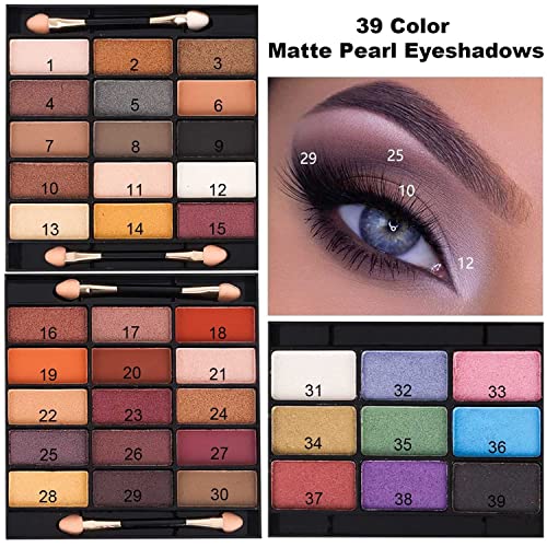 M 58 Color Professional Makeup Kit for Women Full Kit, Include Eyeshadow Facial Blusher Eyebrow Powder Face Concealer Powder Eyeliner Pencil and a Mirror(331N)