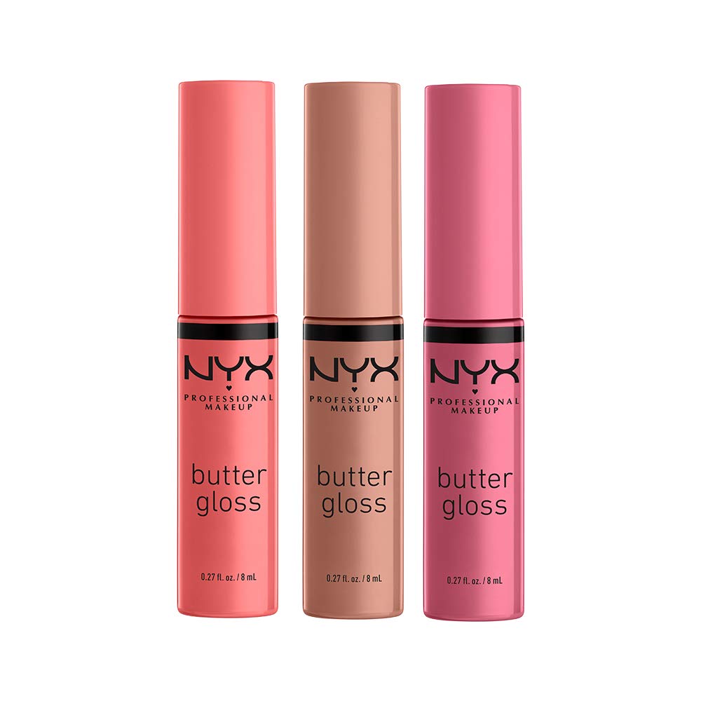NYX Butter Gloss | Non-Sticky Lip Gloss Set of 3 | Angel Food Cake, Creme Brulee, Madeleine
