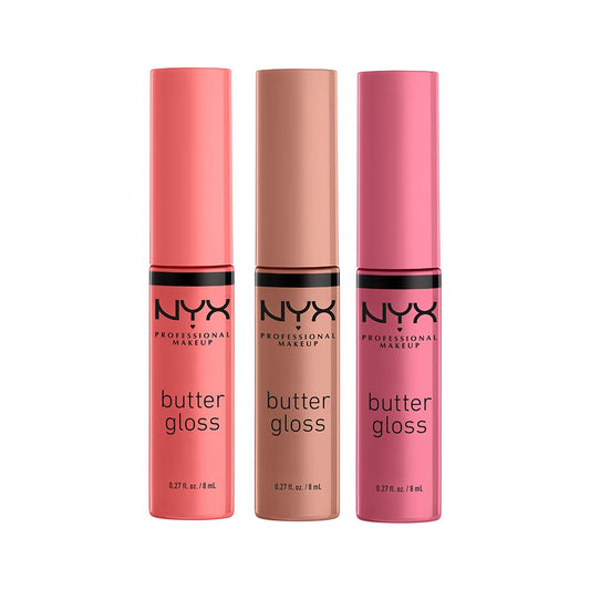 NYX Butter Gloss | Non-Sticky Lip Gloss Set of 3 | Angel Food Cake, Creme Brulee, Madeleine