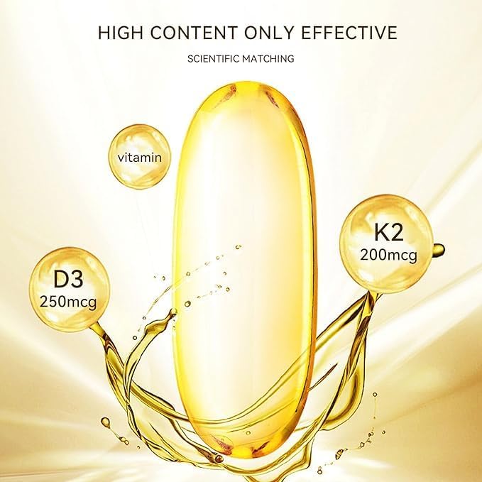 Vitamin D3 10000 IU with 200 mcg MK7 Vitamin K2, Immune & Joint Health Gluten Free, GMO-Free, Dairy Free, 300 Gels (1)