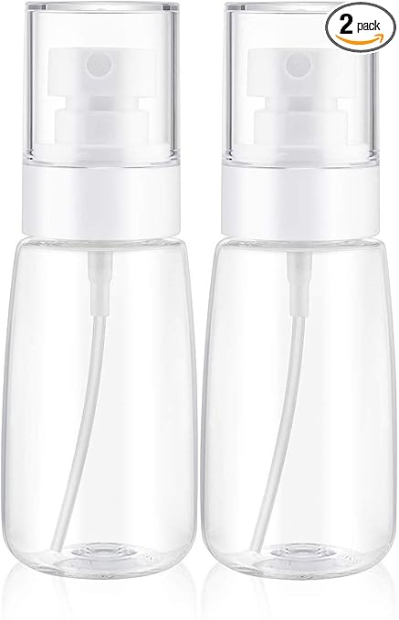 Spray Water Bottle Hair Mister, Fine Mist Stylist Sprayers 360 Empty Small Misting Spritzer, Perfume Atomizer with Pump Clear Containers 2PCS/2oz