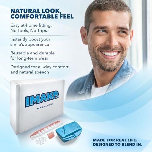 Imako Premium Cosmetic Uppers - 1 Pack - Large, Bleached White - Custom Fit at Home, DIY Smile Makeover, Made in USA