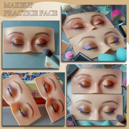 Makeup Mannequin Face Board With Kit - 3D Silicone Half Face for Eyelash and Eye Shadow Practice - For Students and Beginners (White)