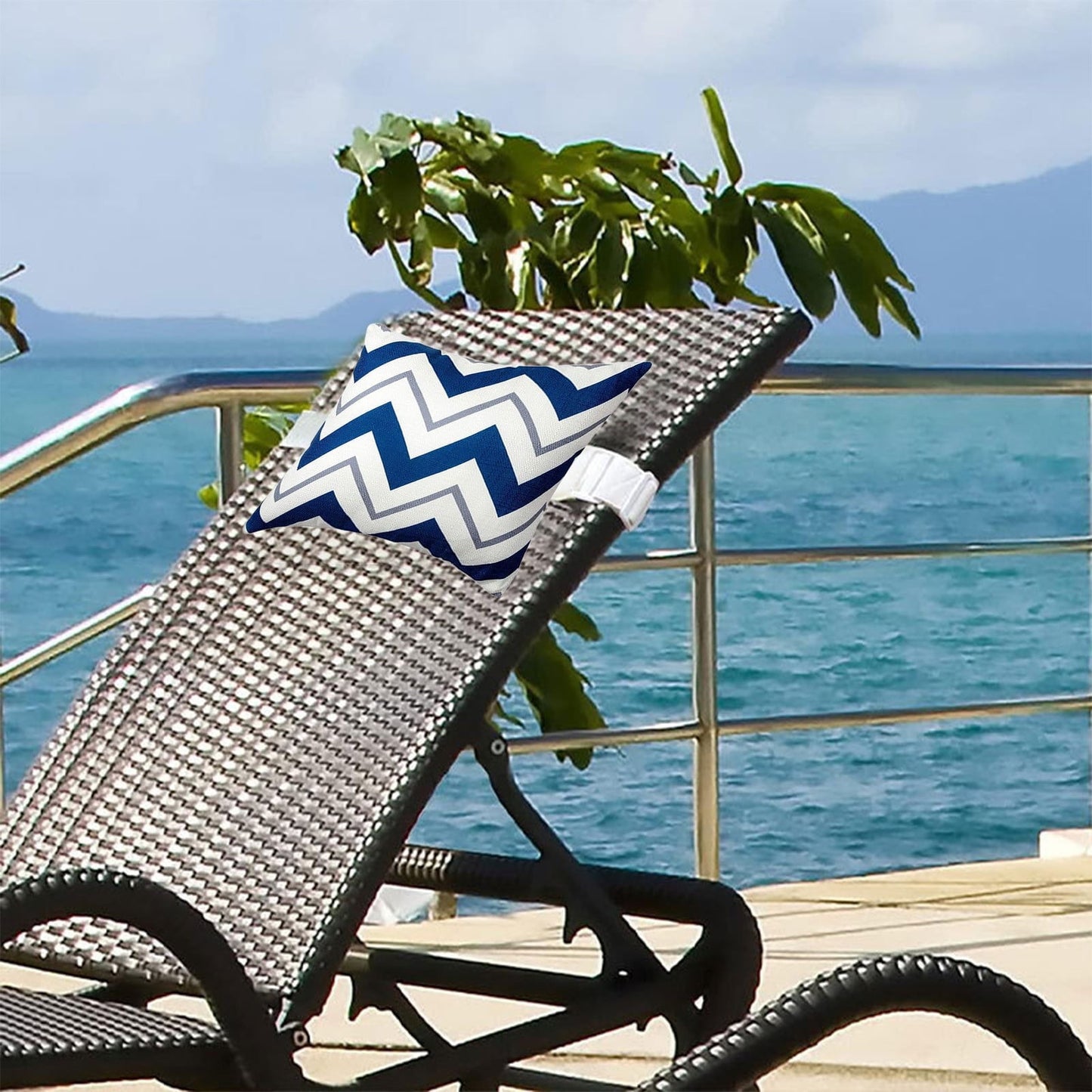 RKZDSR Waterproof Outdoor Chaise Lounge Headrest Cushion Cover - Striped Pillow for Patio & Garden, Comfortable & Stylish Cushion Insert Included