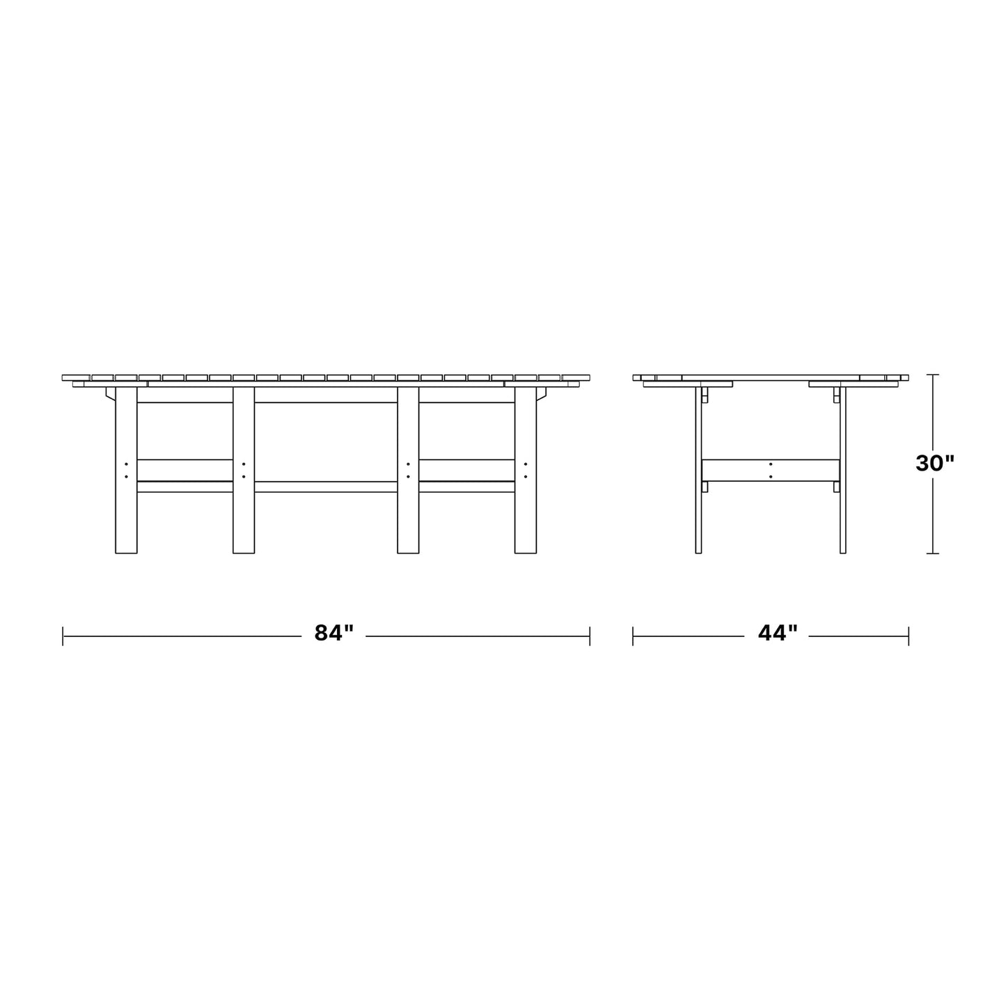 Wildridge Classic 44"x84" Dining Table, Patriot Blue - Outdoor Weather Resistant Recycled Plastic Furniture for Patio