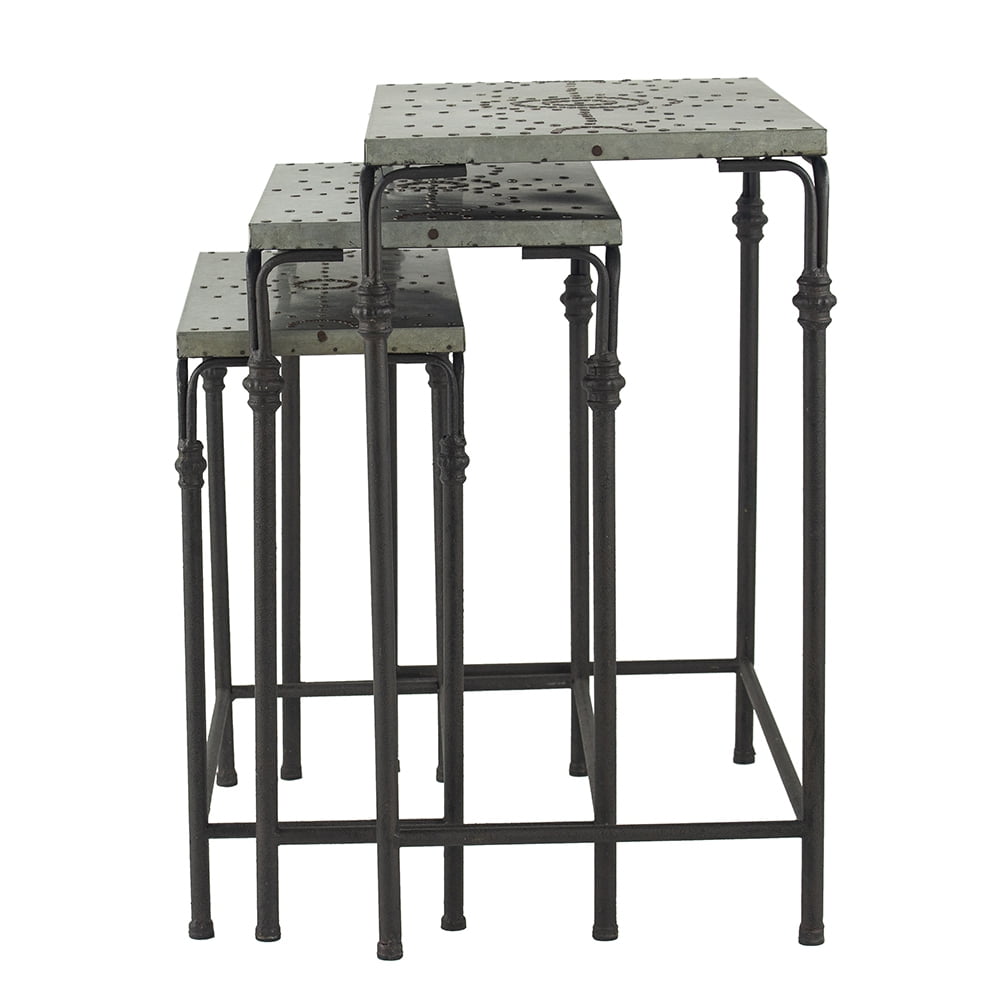 Outdoor Tables Set of 3 The Gilbert Nesting Tables Metal Plant Stand, L:24x14x26" M:21.5x11.5x23" S:19x9x20",Patio Tables