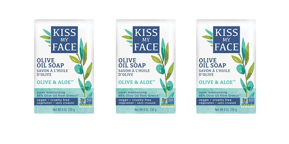 Kiss My Face Naked Pure Olive Oil Soap, Moisturizing Bar Soap, 8 oz Bars, (pack of 8)