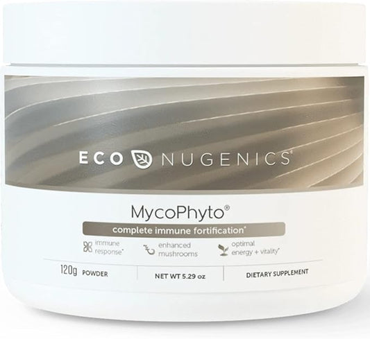 EcoNugenics MycoPhyto Mushroom Complex 120 Gram Powder - Immune System Support Mushroom Blend Supplement - Cardio, Liver & Nootropic Brain Support