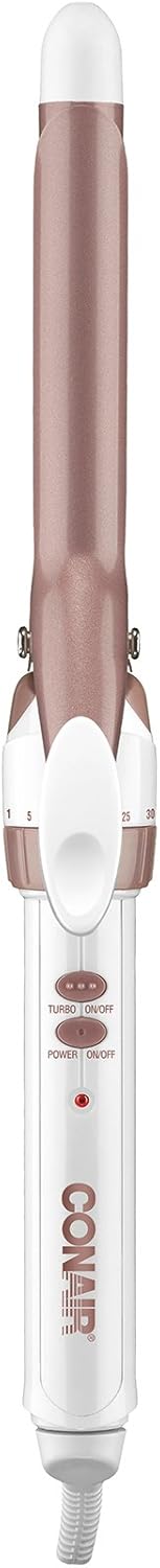Conair Double Ceramic 1-Inch Curling Iron | Classic Curls | White/Rose Gold