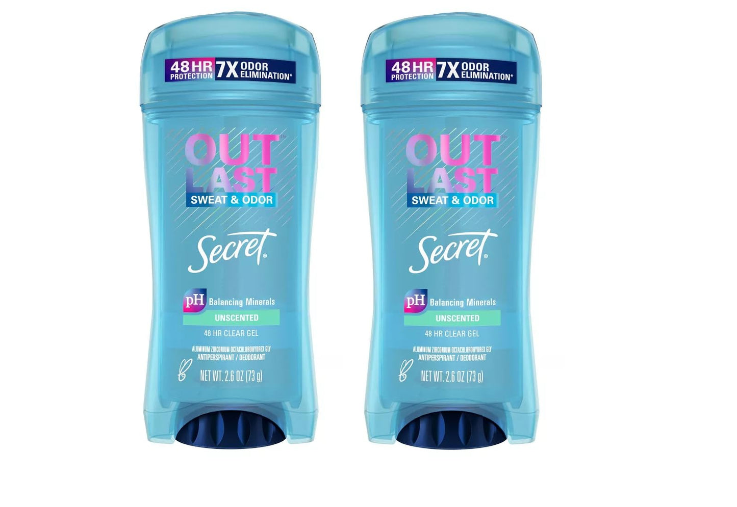 Secret Outlast Outlast Xtend Clear Gel Antiperspirant & Deodorant, Unscented, 2.6 Oz (2 Pack)