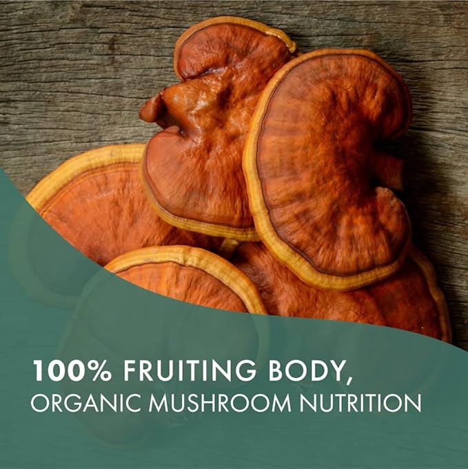 PURE ESSENCE LABS MyPure Reishi 4X Organic Mushrooms Supplement - 100% Real Mushroom Extract for Immune Support, Stress Relief, Build Energy (30 Capsules)