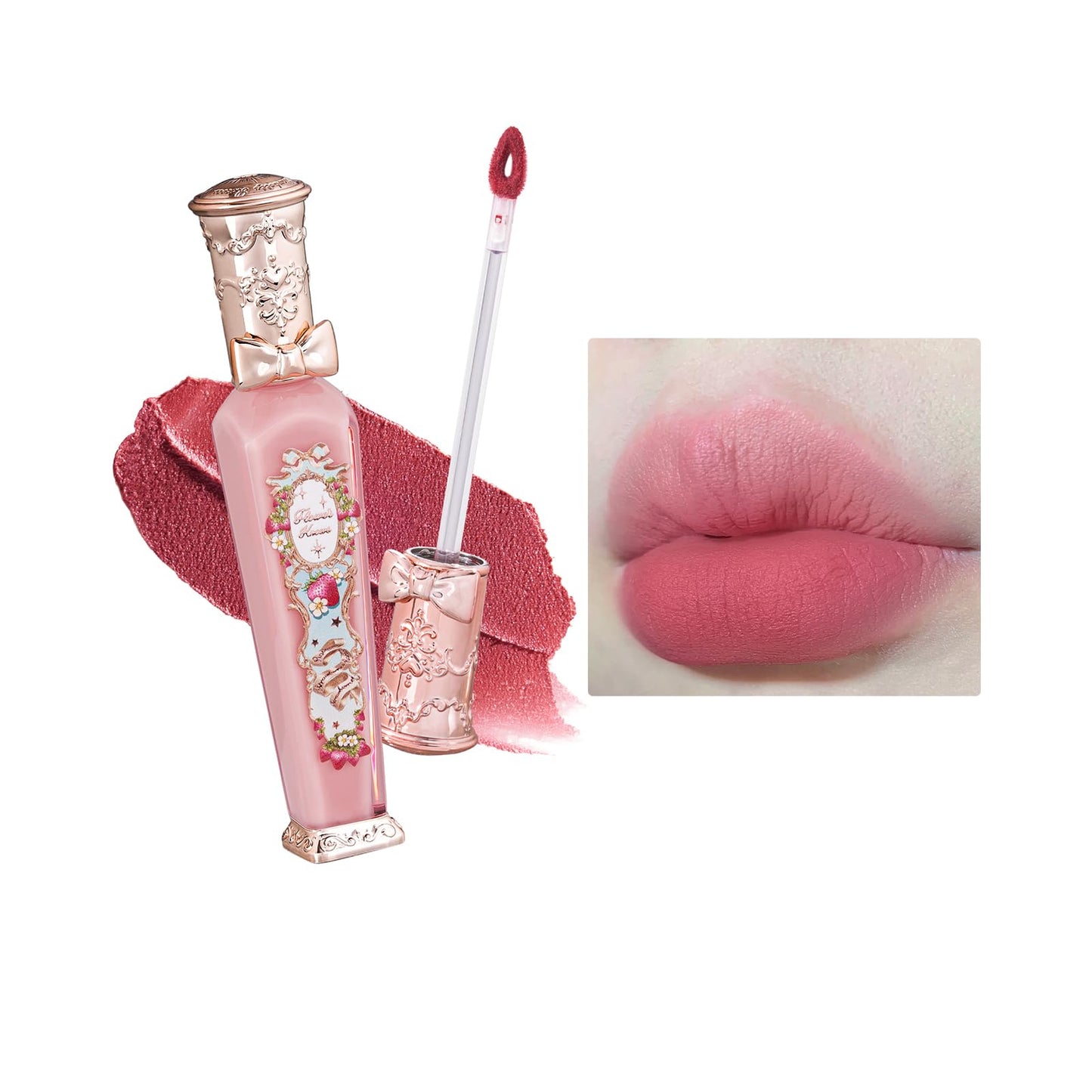 Flower Knows Strawberry Rococo Cloud Lip Cream Matte Liquid Lipstick-Long Lasting&Highly Pigmented Lip Stain -Velvety Waterproof Lip Makeup for Girls&Women-0.12 Fl Oz,1 Count(S05 Tiny Tulip)