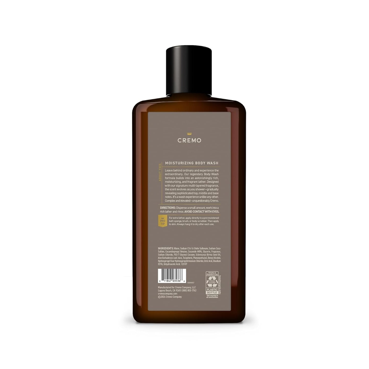 Cremo Body Wash for Men | Vintage Suede & White Moss | 16 Fl Oz