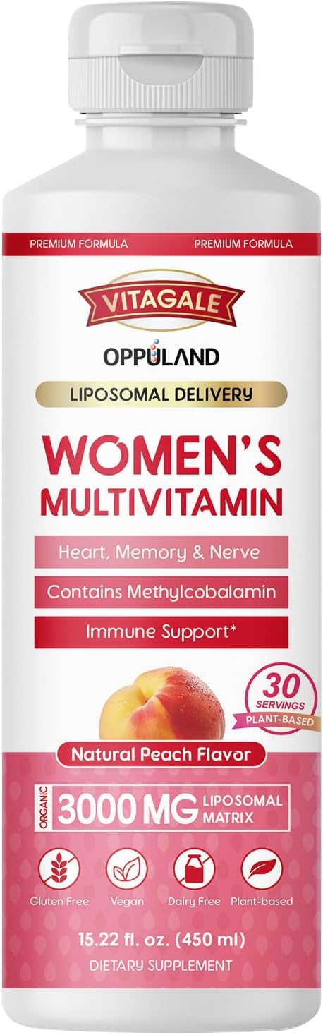 Women's Liquid Multivitamin - Plant-Based Daily Multivitamins - 3000mg Liposomal Matrix - with Biotin, Magnesium, Omega-3 & 9, B Complex, Vitamin A D3 C - 30 Servings - 450 mL
