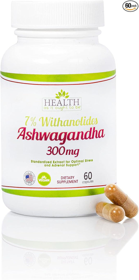 Health As It Ought To Be Ashwagandha 7% Withanolides Supplement | Physician Formulated | 1 Cap Daily Formula | 60 Capsules