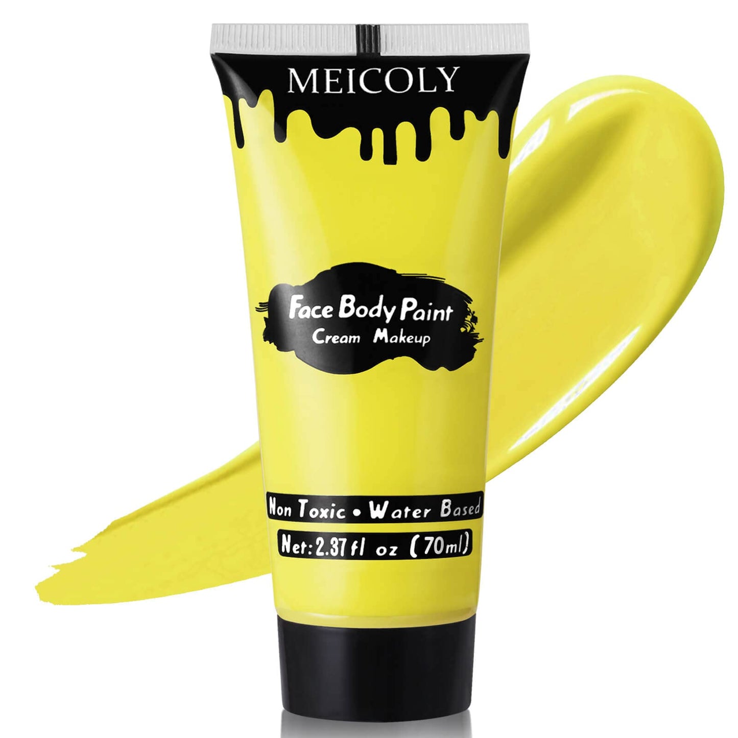 MEICOLY Yellow Face Body Paint,2.37Oz Large Tube Water Based Washable Body Paint,Yellow Face Paint for Halloween Lion Tiger Cosplay Makeup,Professional Face Painting for Adults Kids
