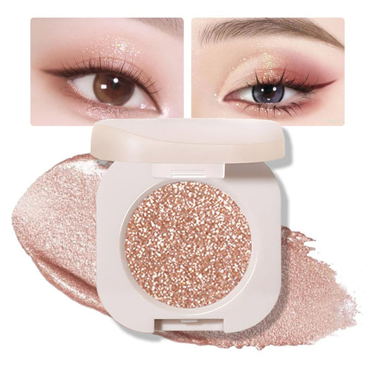 Single Nude Rose Gold Shimmer Eyeshadow,Bright High Pigment Intense Monochrome Eye Shadow,Apply Makeup Easily,Glitter Pressed Powder Single Eyeshadow,24 Hour Eye Makeup Longwear Waterproof,Blendable