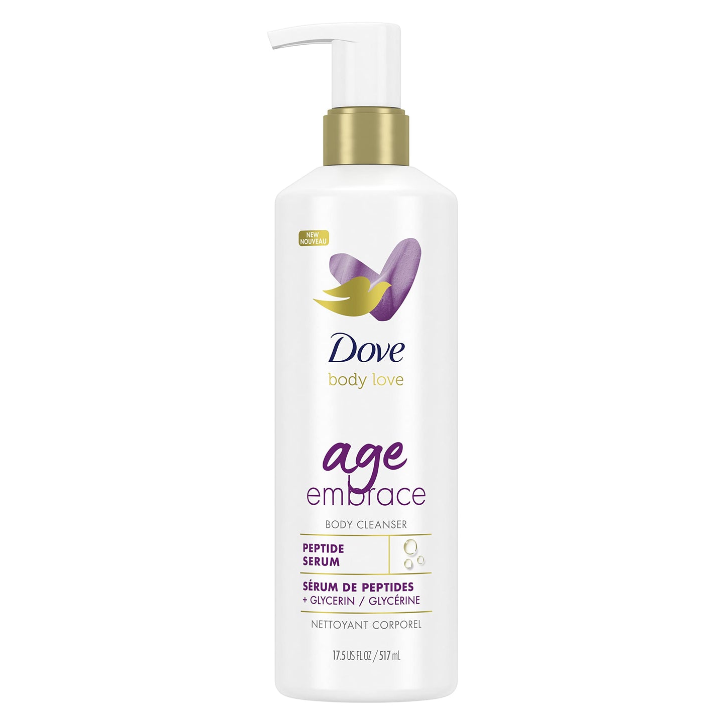 Dove Body Love Body Cleanser For Maturing Skin Age Embrace Body Wash Cleanser With Peptides And Pure Glycerin 17.5 Fl Oz