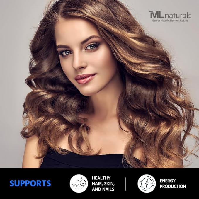 Biotin 10000 mcg 240 Vegetable Capsules. Supports Healthy Hair, Skin, Nails, and Energy Production.