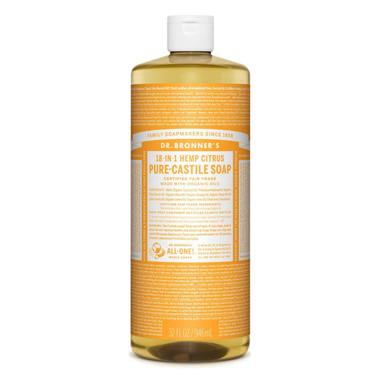 Dr. Bronner'S - Pure-Castile Liquid Soap (Citrus, 32 Ounce) - Made With Organic Oils, 18-In-1 Uses: Face, Body, Hair, Laundry, P
