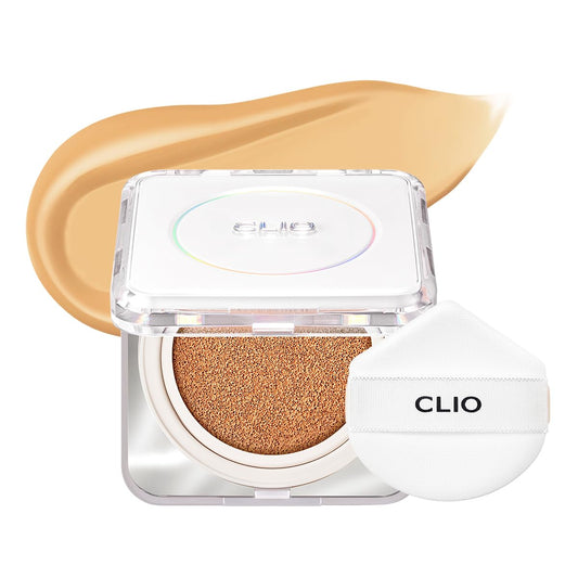 CLIO Kill Cover Founwear Cushion Foundation – Korean Makeup, Full High Coverage, Airy Satin Finish, Skin Fit, 24N HONEY