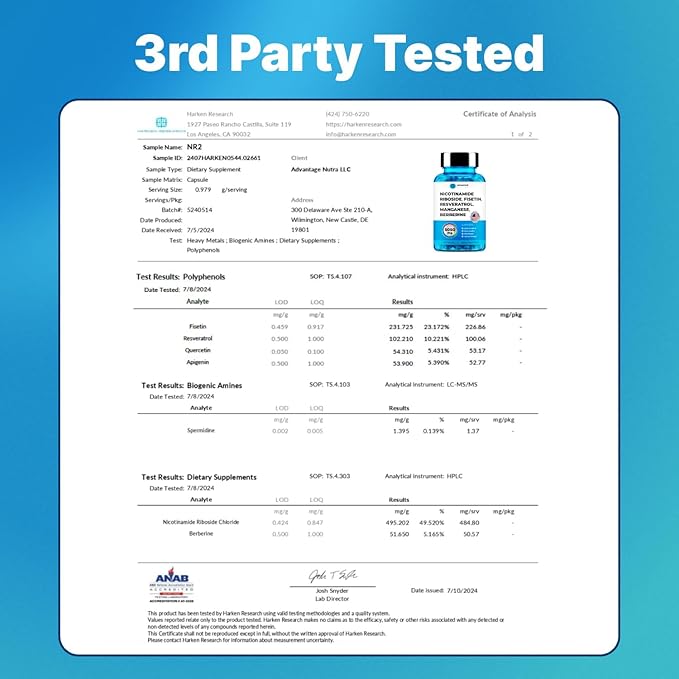 NMN Supplement Alternative - Liposomal Nicotinamide Riboside, Fisetin, Resveratrol, Spermidine, Berberine - High Purity NAD Supplement for Anti Aging, Heart 60 Capsules