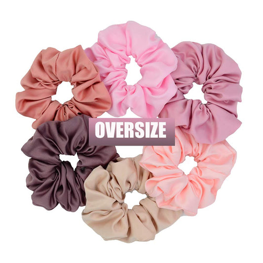Chloven 6 Colors Oversize Jumbo Scrunchies Blush Theme Large Hair Scrunchies Satin Elastics Pink Lovers Scrunchy Bobbles Soft Ha