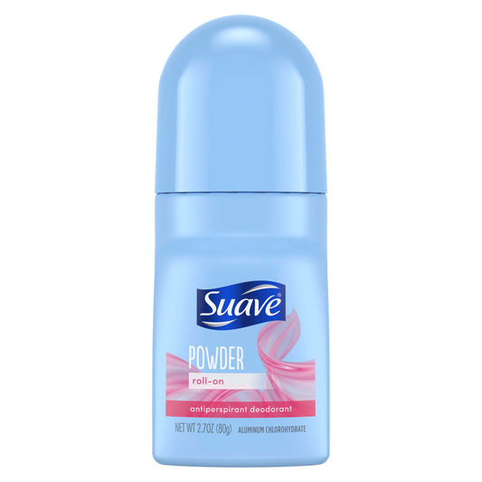 Suave Roll-On Deodorant For Women, Powder Fresh Scent - Antiperspirant Deodorant With 24H Sweat & Odor Protection, 2.7 Oz